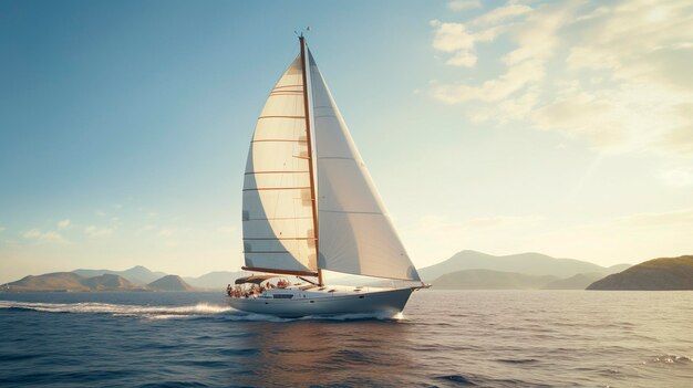 Photo a photo of a stylish sailing yacht with a modern sailboard