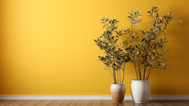 Фотография суккулентного комнатного растения с маленькими ростками на желтом фоне, созданная AI