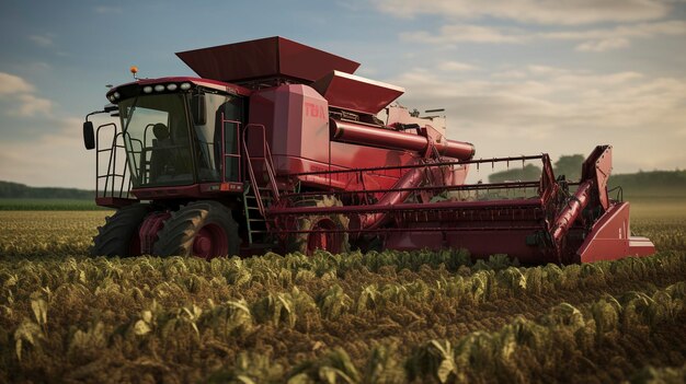 A photo of a sugar beet harvester in a field