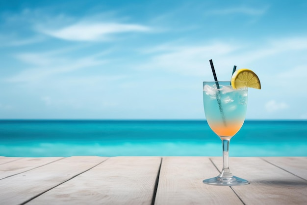 Photo summer product backdrop blue sea and drink