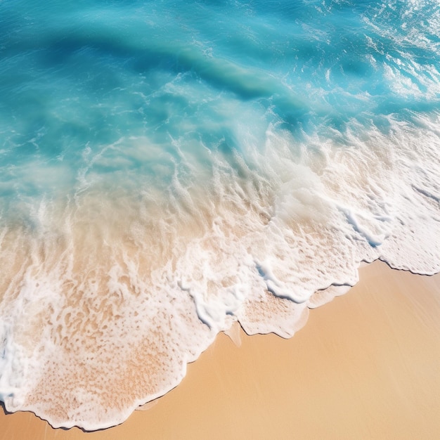 Photo summer seascape beautiful waves blue sea water in sunny day top view from drone sea aerial