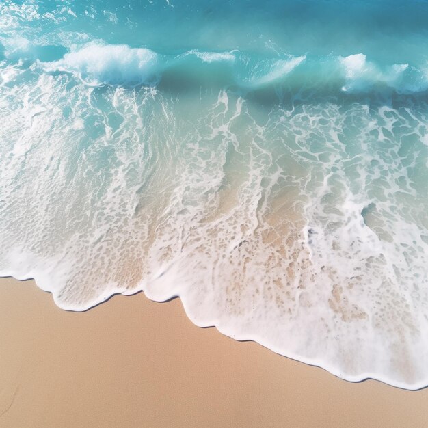 Photo summer seascape beautiful waves blue sea water in sunny day top view from drone sea aerial