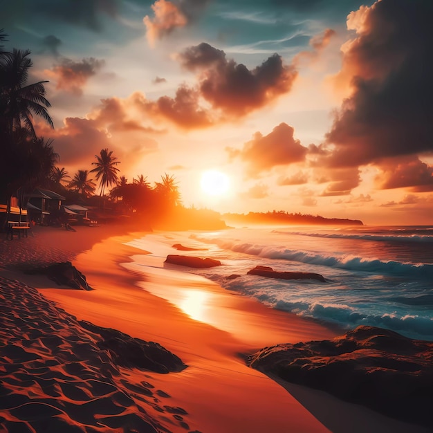 Photo photo of sunrise tranquility on the beach