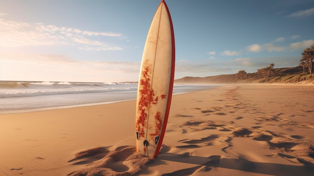 Photo a photo of a surfboard on a sandy beach