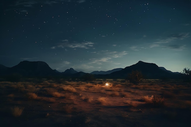 Photo of Surreal Night View of a Desert Landscape Night Landscape