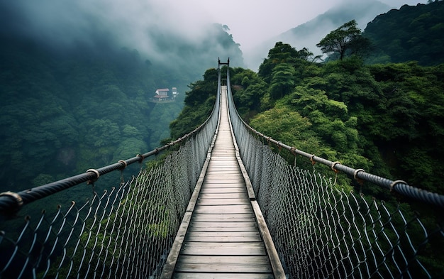 Photo of suspension bridge in scenic travel scenery