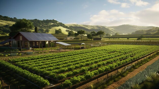 A photo of a sustainable agriculture farm