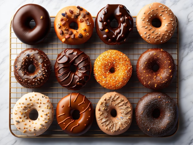 Photo of sweet chocolaty donuts