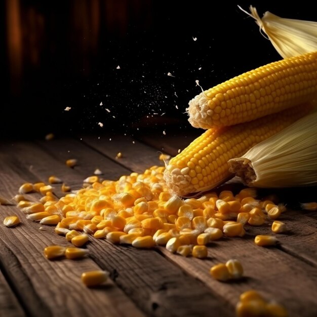 Photo sweet corn cobs with husks