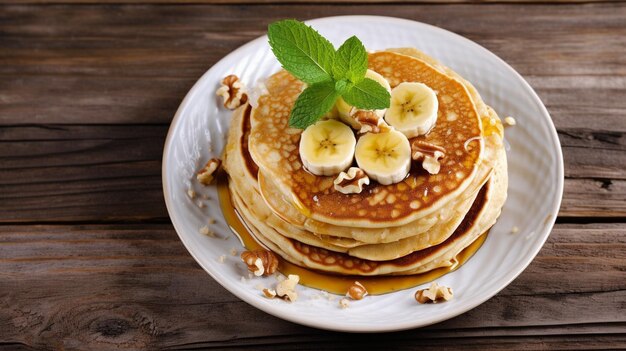 Photo photo of sweet homemade pancakes with stacked