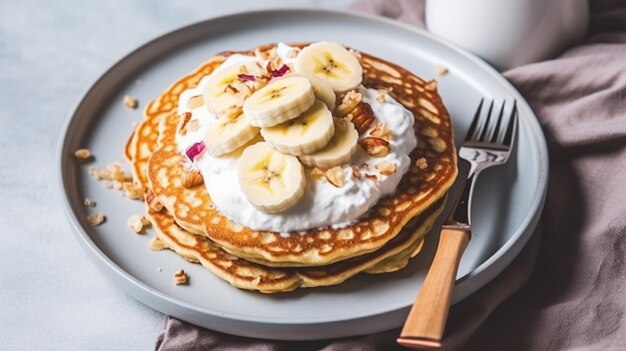 Foto foto di dolci pancake fatti in casa con impilati