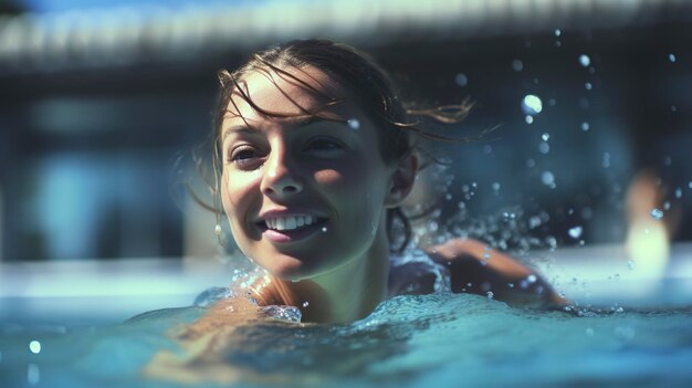 Photo a photo of a swimmer doing laps in a pool