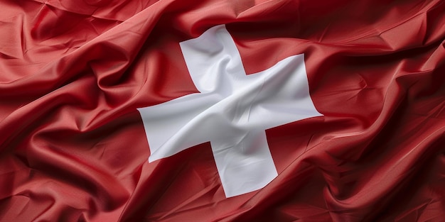 Photo of Swiss Flag on White Background