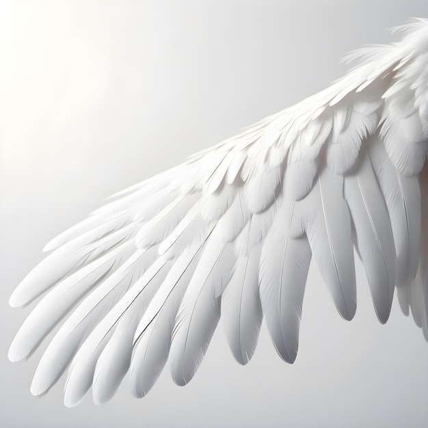 Photo symbolic white feathered wings isolated on white