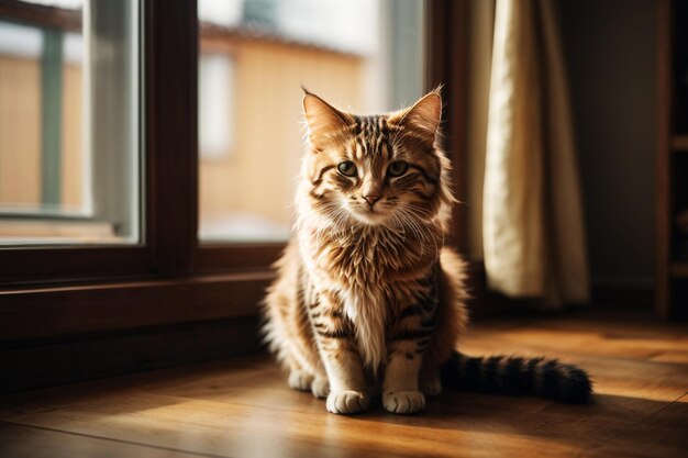 Photo tabby cat at home