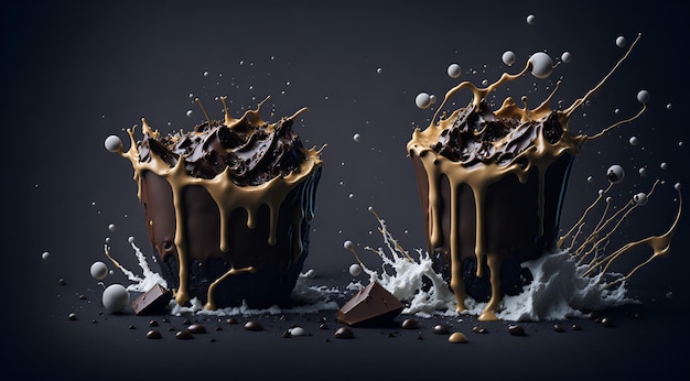 Photo of a table with cups filled with delicious chocolate treats