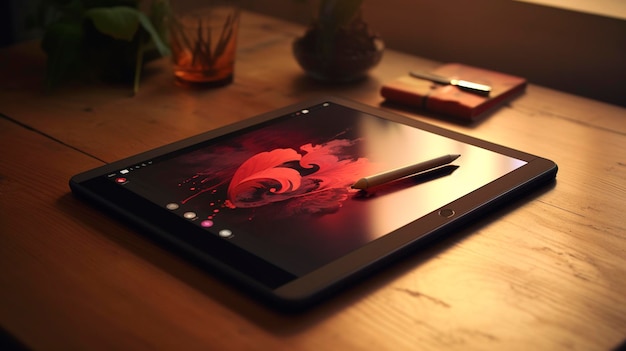 A photo of a tablet and stylus for graphic design