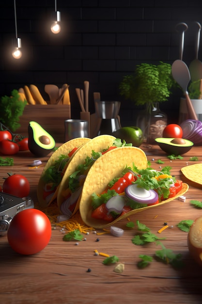 Photo of tacos with vegetable and meat