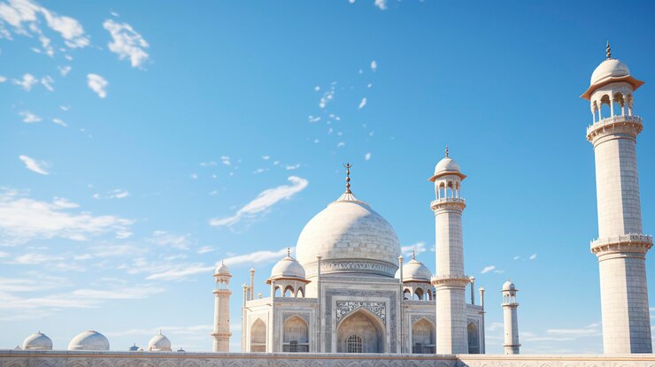 A photo of the Taj Mahals domes and minarets