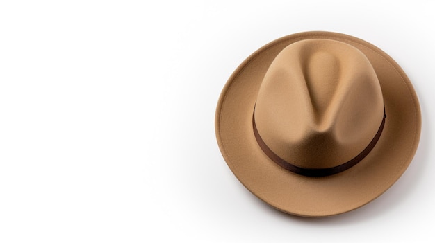 Photo of Tan Fedora Hat isolated on white background