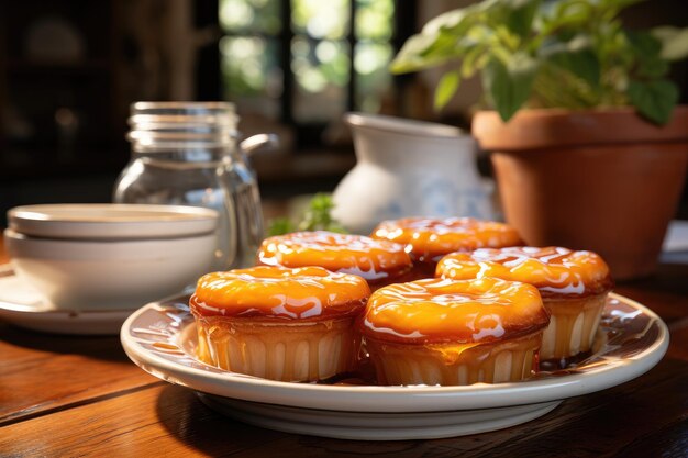 Photo of tarts in kitchen table ready to be served professional advertising food photography