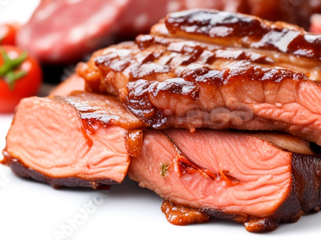 Photo tasty bbq meat isolated on white background