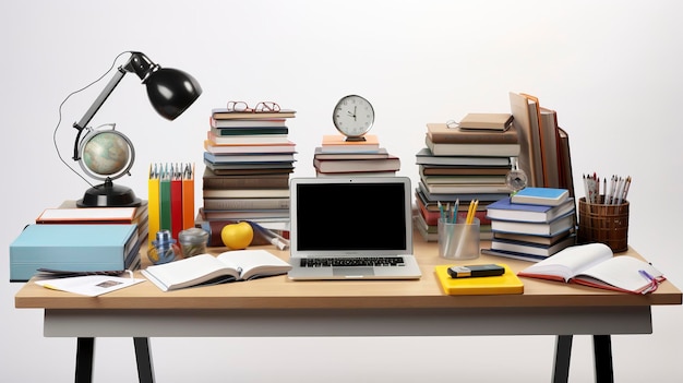 A photo of a teacher's desk with educational materials
