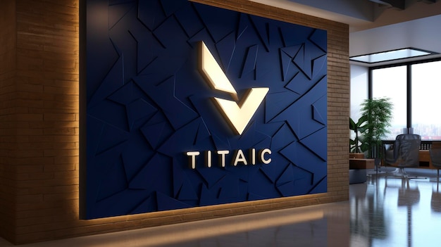 A photo of a tech company's logo on an office wall