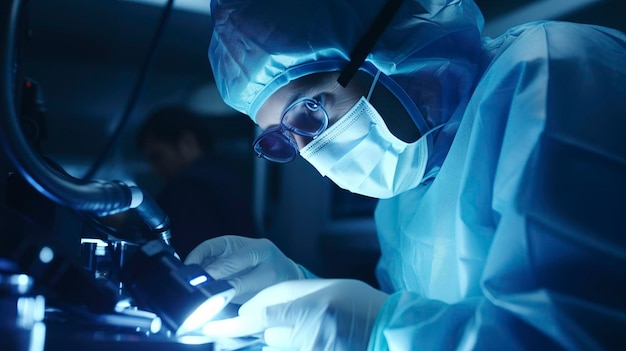 Photo a photo of a technician adjusting a laser for cornea correction