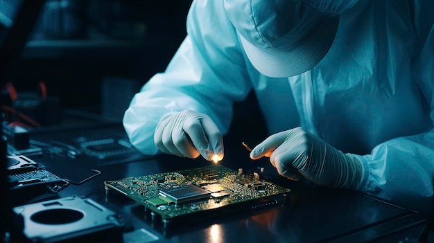 A photo of a technician performing data recovery