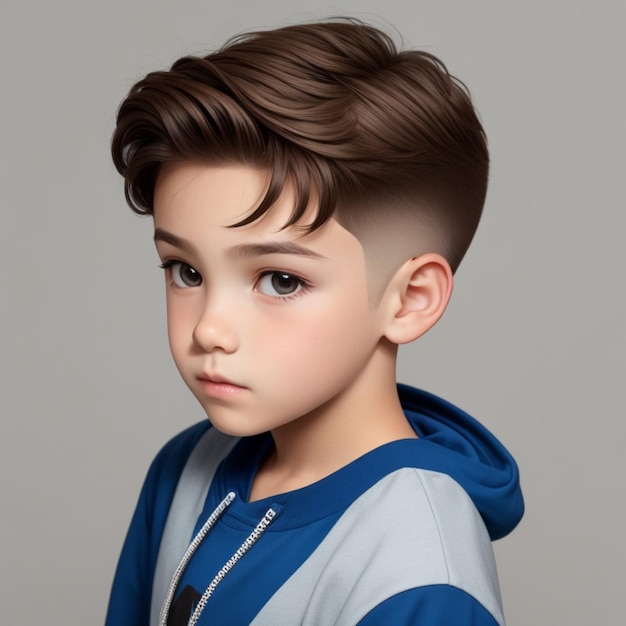 Photo of a teenage boy's hairstyle with a plain background