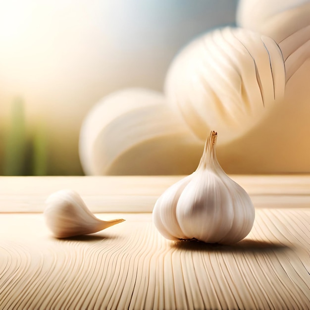 photo teentjes knoflook zweven op een witte achtergrond