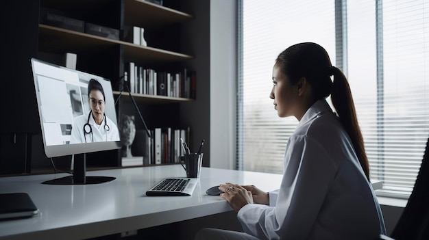 A photo of a telemedicine consultation with a doctor