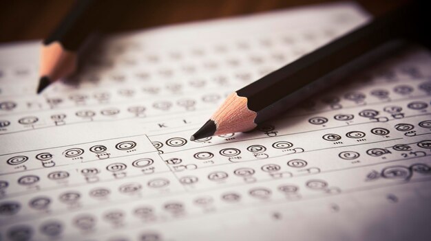 Photo a photo of a test paper with multiple choice questions