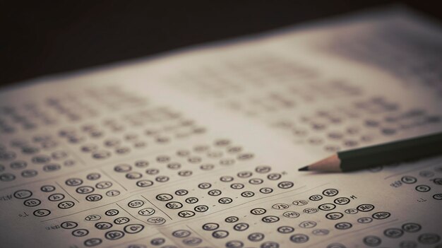 Photo a photo of a test paper with multiple choice questions