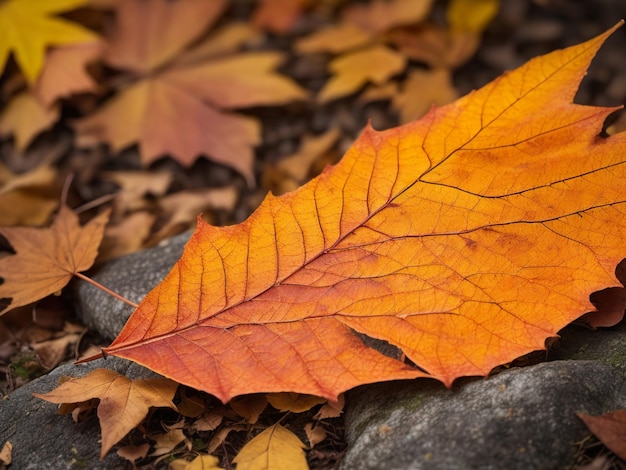 Photo texture autumn leaves with oranges color