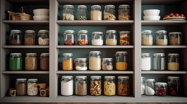 A photo of a tidy and organized pantry after cleaning