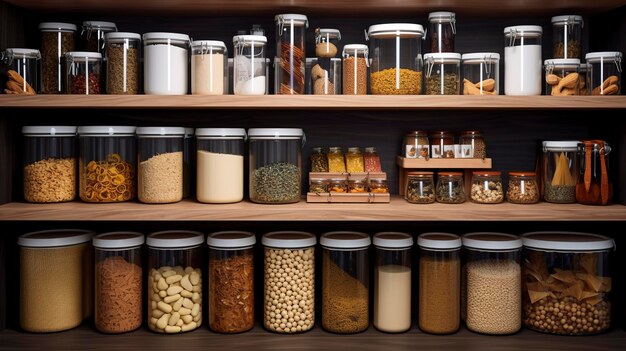 Photo a photo of a tidy and organized pantry after cleaning