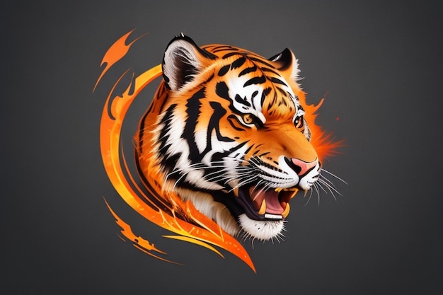 Photo photo of tiger mascot logo with dark background
