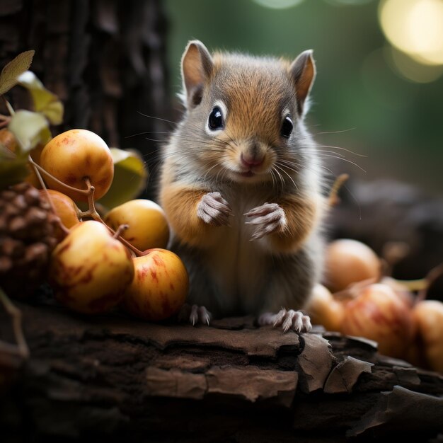 Photo of a tiny squirrel nibbling on a nut