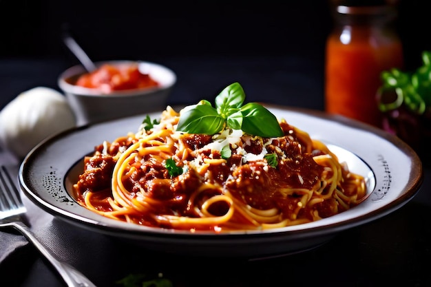 Photo of Tomato sauce based tasty and healthful spaghetti Bolognese