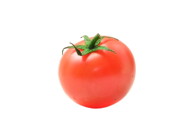 Photo of tomatoes presented on white background