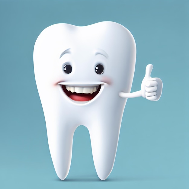 Photo a tooth emoji illustration character generated AI