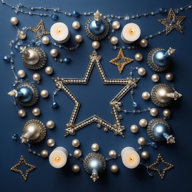 photo top view of beautiful hanukkah concept