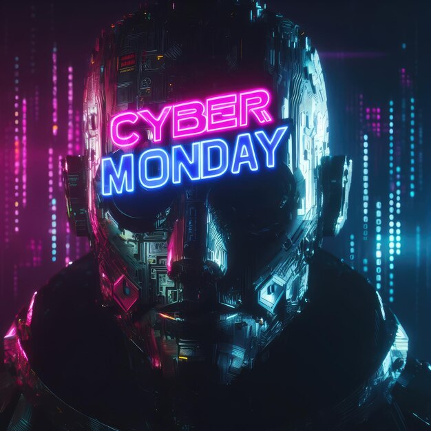 Foto foto top view composizione di cyber monday