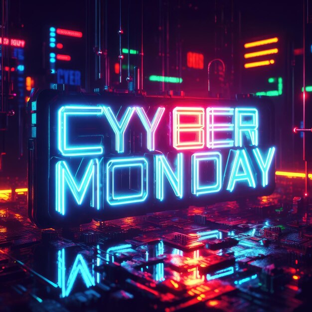 photo top view cyber monday composition