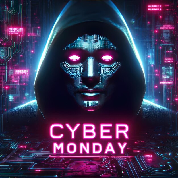 Foto foto top view composizione di cyber monday