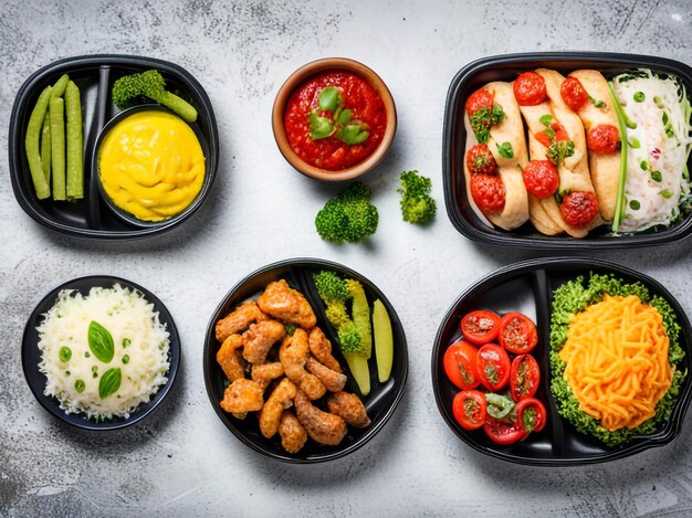 Photo top view delicious meal packs