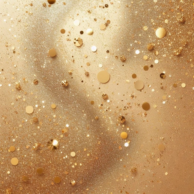 Photo top view golden glitter background