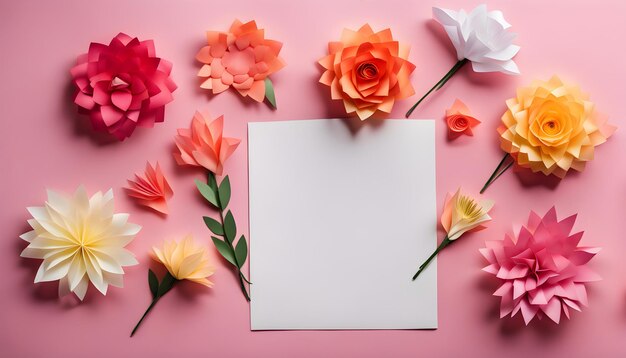 Foto vista superiore del mese e fiori per la giornata della donna